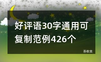 好评语30字通用可复制范例426个